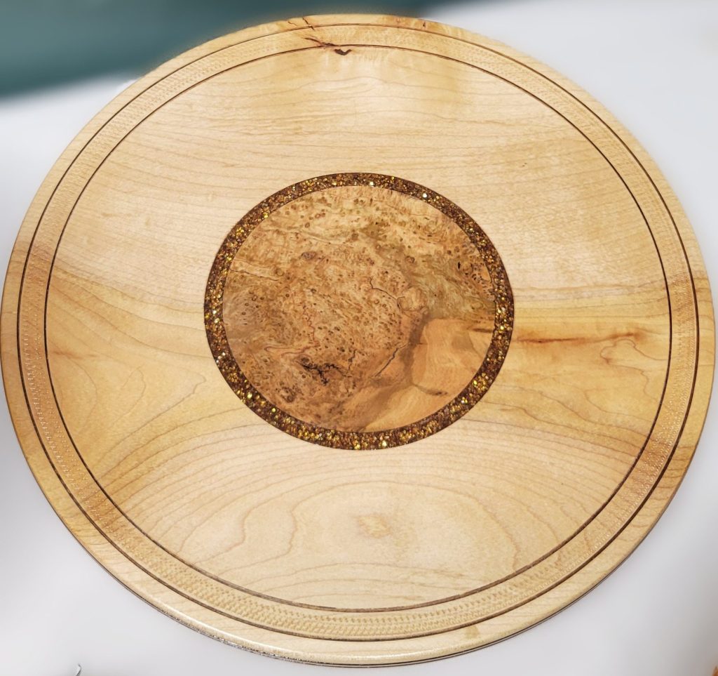 Maple and Cherry Burl Platter turned by Tony Kopchinski, Central Wisconsin Wood Turners