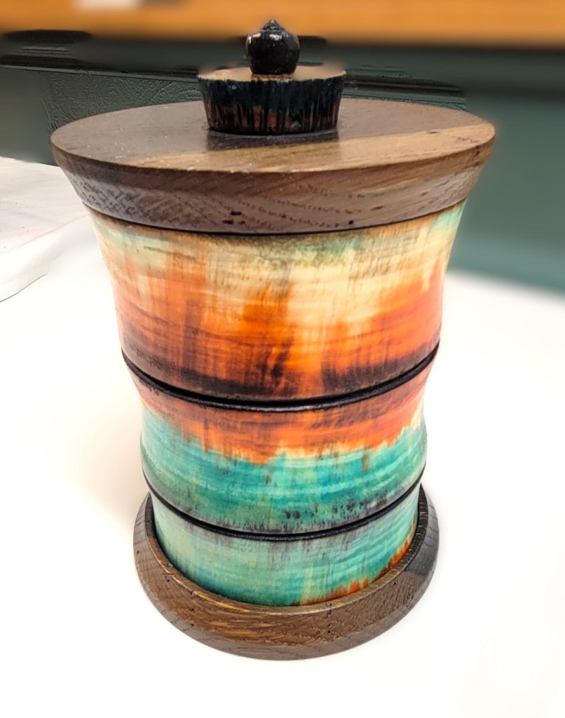 Oak and Poplar Box turned by Cindy Zubella, Central Wisconsin Wood Turners