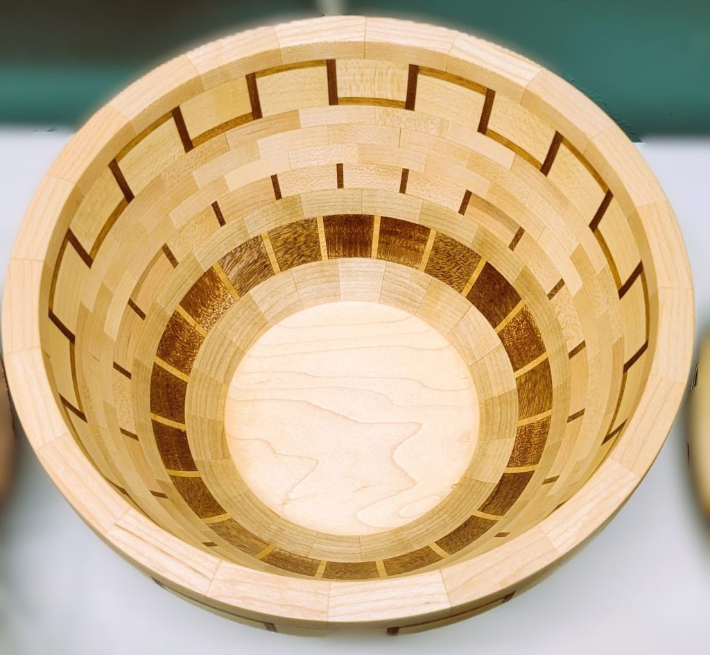 Maple and Mahogany Segmented Bowl turned by Mark Petitt, Central Wisconsin Wood Turners