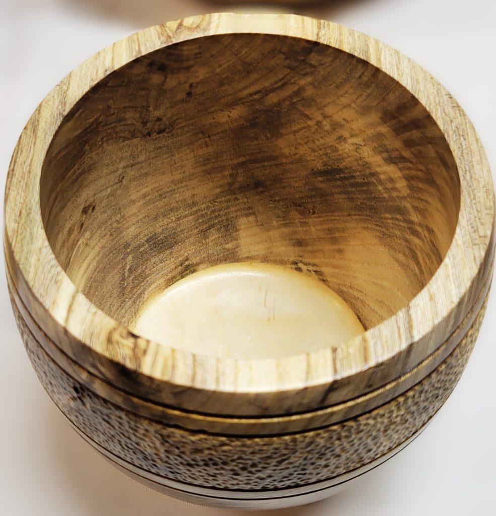 Hackberry with Maple Base Vessel turned by Richard Sondelski, Central Wisconsin Wood Turners